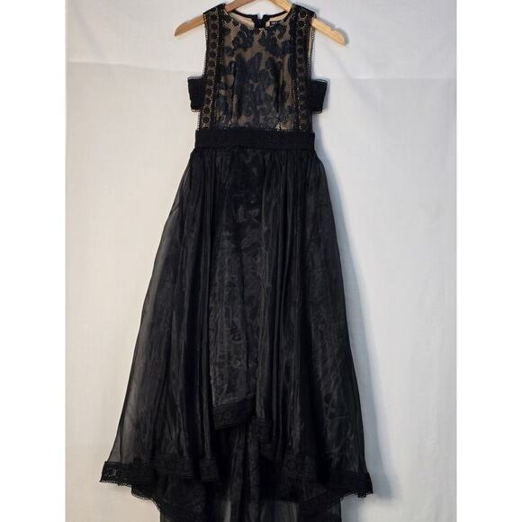 INA Black Dress Small Sleeveless Skin Tulle High Low Beautiful  Formal Semi - Picture 1 of 7